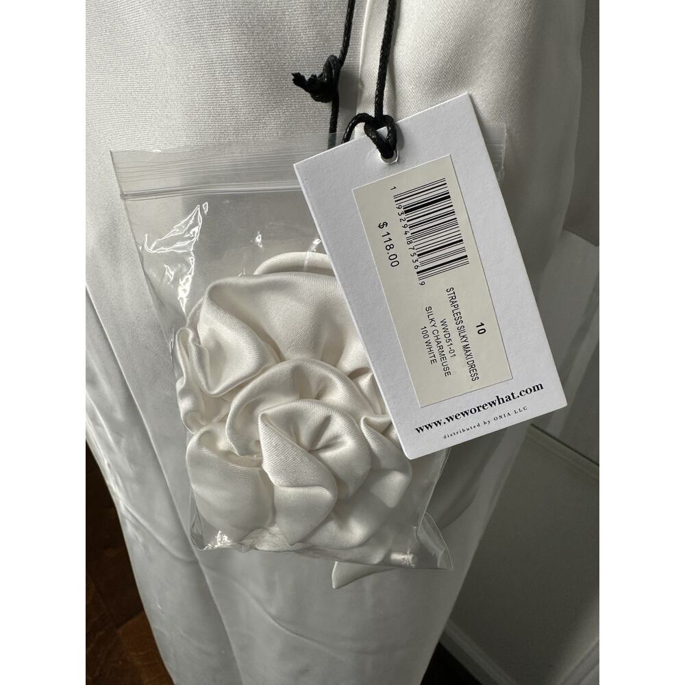 WeWoreWhat Revolve Strapless Silky Maxi Dress White Size 10 NWT MSRP $118 - Picture 9 of 13